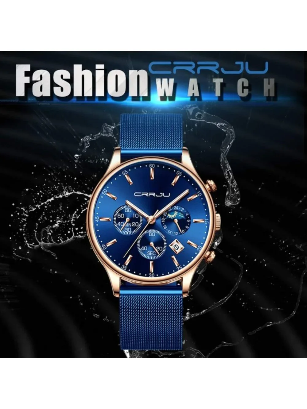 Stylish Men's Casual Chronograph Watch - Waterproof, Auto Date, Full Steel Mesh